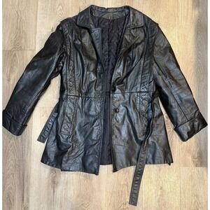 Vintage Sears Black Leather Women's Jacket‎